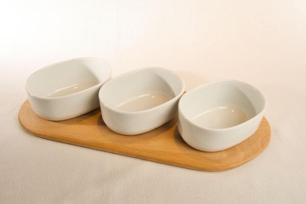 3er-Set Dipschälchen aus Buche