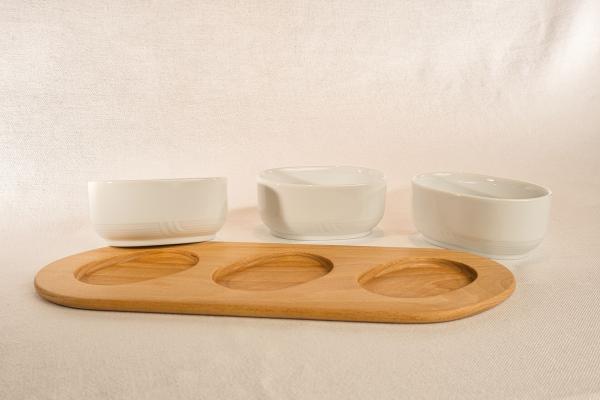 Preview: 3er-Set Dipschälchen aus Buche