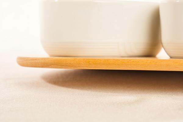 3er-Set Dipschälchen aus Buche