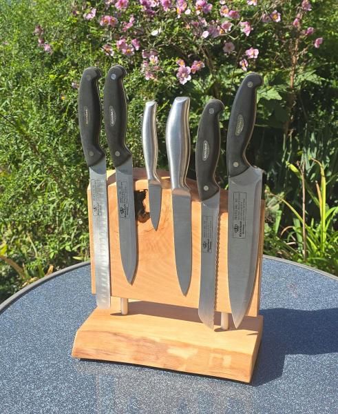 Preview: Magnet-Messerhalter „Buche 1“ aus Holz – handgefertigtes Unikat