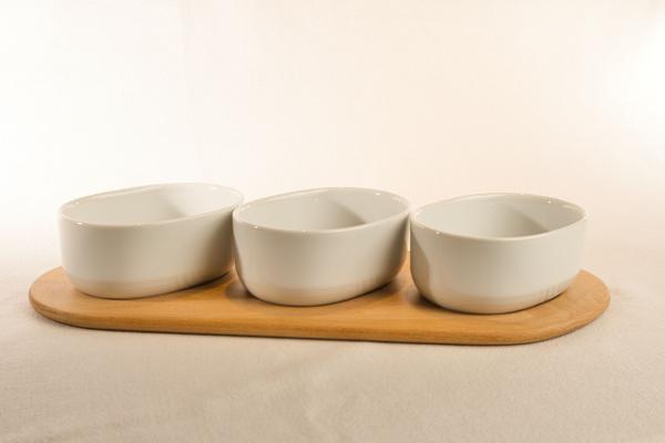 Preview: 3er-Set Dipschälchen aus Buche