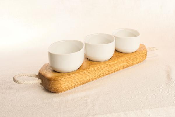 Preview: 3er-Set Dipschälchen aus Eiche