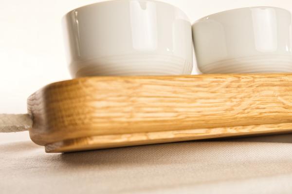 3er-Set Dipschälchen aus Eiche