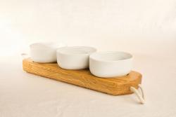 3er-Set Dipschälchen aus Eiche